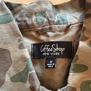 CoffeeShop Camouflage Jacket with Green and Brown Tones